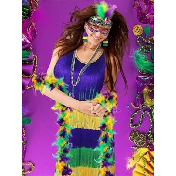 CUTECROP 8 Pcs Mardi Gras Costume Accessories Set Mardi Gras Fringe Dress Medium - Picture 1 of 1